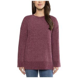 Matty M Women's L Chenille Crew Neck Sweater Plum N0016
